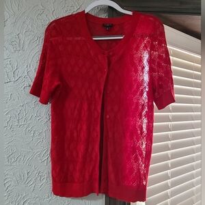 Talbots Bright Red  Cardigan - Large Petite